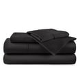 thumbnail image 1 of ABORN 600 Thread Count 100% Egyptain Cotton Adult Bedsheets Set, Black, Queen 28" Deep Pocket, 1 of 7