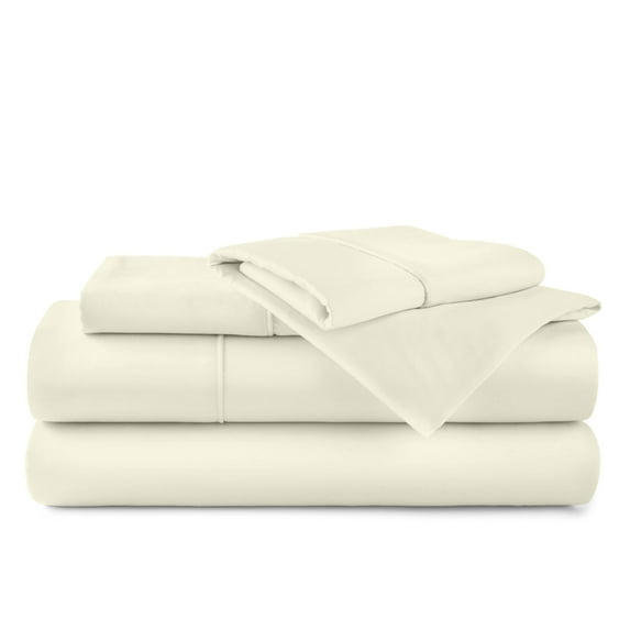 ABORN 600 Thread Count 100% Egyptain Cotton Adult Bedsheets Set, Ivory, Short Queen 12" Deep Pocket