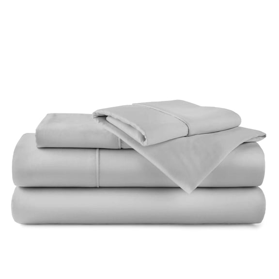 ABORN 600 Thread Count 100% Egyptain Cotton Adult Bedsheets Set, Light Grey, Twin 10" Deep Pocket