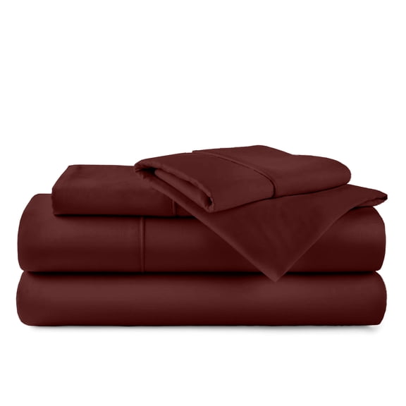 ABORN 600 Thread Count 100% Egyptain Cotton Adult Bedsheets Set, Wine, Twin 24" Deep Pocket