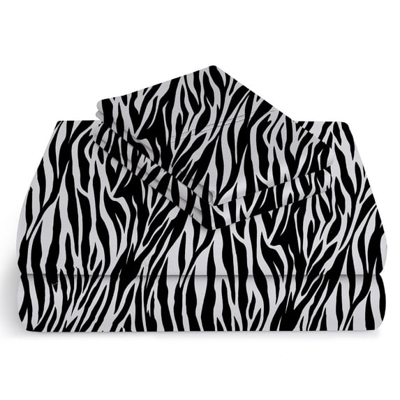 ABORN 600 Thread Count 100% Egyptain Cotton Adult Bedsheets Set, Zebra Print, Queen 28" Deep Pocket