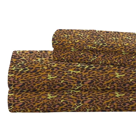 ABORN 700 Thread Count Egyptain Cotton 4 PC Adult Bedsheet 10" Deep Pockets Leopard Print, Queen