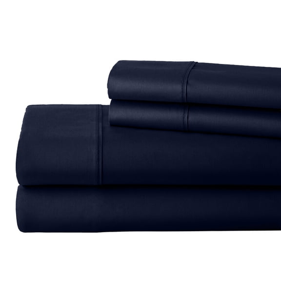 ABORN 700 Thread Count Egyptain Cotton 4 PC Adult Bedsheet 10" Deep Pockets Navy Blue, Full