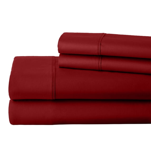 ABORN 700 Thread Count Egyptain Cotton 4 PC Adult Bedsheet 21" Deep Pockets Burgundy, Queen XL