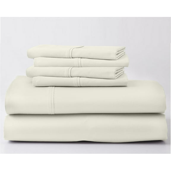 ABORN 700-Thread-Count, Egyptian Cotton, 6 PC Twin Ivory 10" Deep Pockets Adult Bedsheet