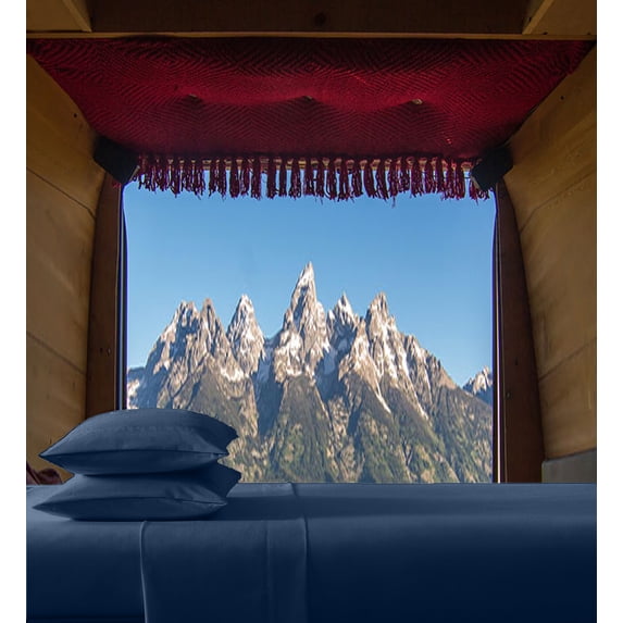 ABORN (72" X 80") RV Camper King 800 Thread-Count 100% Egyptian Cotton 15" Deep Pocket 4-PC Mediterranean Blue