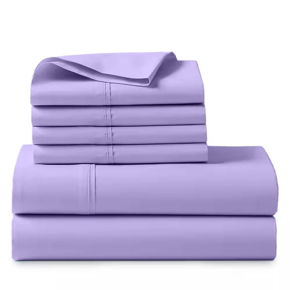ABORN 800 TC Giza Egyptian Cotton 6 PC Adult Bedsheet Lilac Queen 28" Deep Pocket