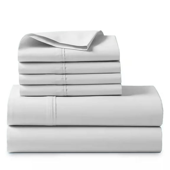 ABORN 800 TC Giza Egyptian Cotton 6 PC Adult Bedsheet White Queen Extra Long 28" Deep Pocket