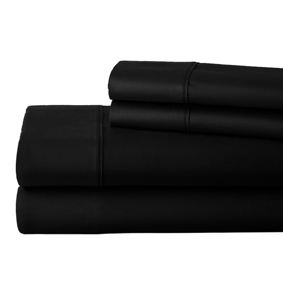 ABORN 800 Thread Count Egyptain Cotton 4 PC Adult Bedsheet 24" Deep Pockets Black, Twin
