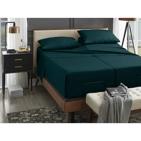 ABORN Giza Egyptian Cotton 700 Thread Count 5 PC Split King Bedsheet 28" Deep Pocket - Teal