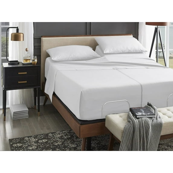 ABORN Giza Egyptian Cotton 1000 Thread Count 5 PC Split King Bedsheet 28" Deep Pocket - White