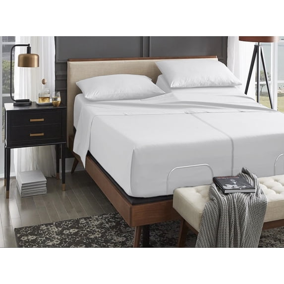 ABORN Giza Egyptian Cotton 1000 Thread Count 5 PC Split Queen Bedsheet 28" Deep Pocket - White