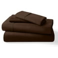 thumbnail image 1 of ABORN Organic Cotton 4 PC Adult Bedsheet 800 Thread Count 10" Deep Pocket Chocolate Short Queen, 1 of 7