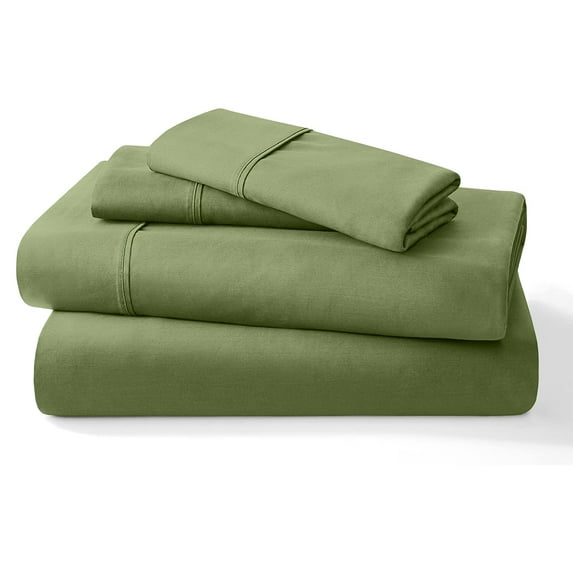 ABORN Organic Cotton 4 PC Adult Bedsheet 800 Thread Count 10" Deep Pocket Sage Twin-XL