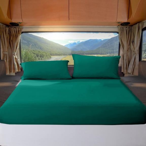 ABORN RV Short King 72" X 75" Giza-Egyptian-Cotton 800 TC Bedsheet 8" Deep Pockets 4-PC Teal Blue