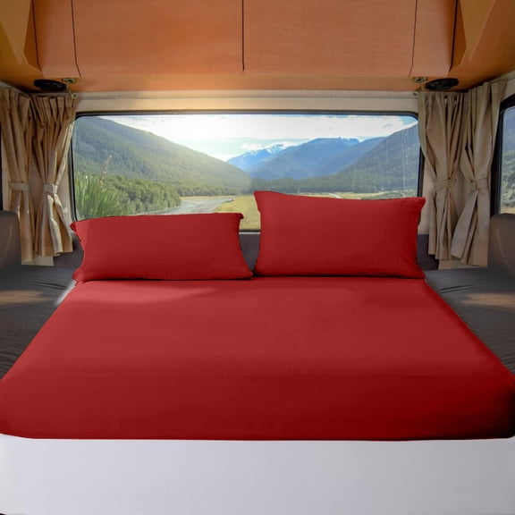 ABORN RV Short Queen 60" X 75" Giza-Egyptian-Cotton 700 TC Bedsheet 10" Deep Pockets 4-PC Burgundy