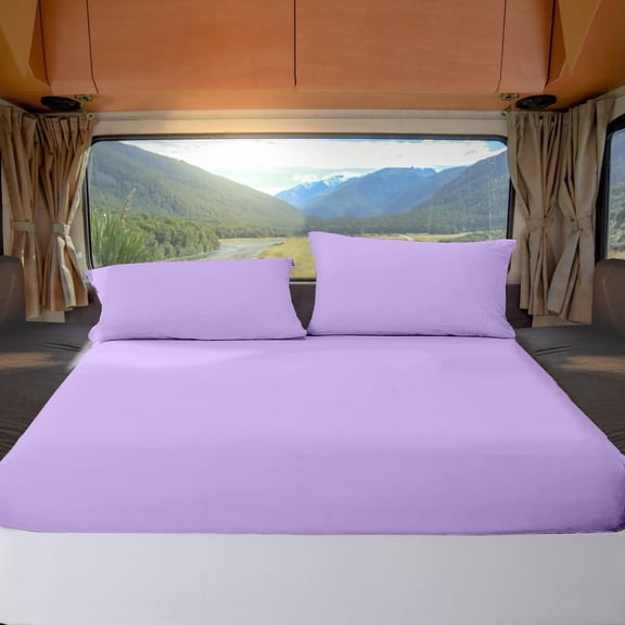 ABORN RV Short Queen 60" X 75" Giza-Egyptian-Cotton 800 TC Bedsheet 12" Deep Pockets 4-PC Lilac