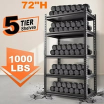 ABORON 72" H 5-Tier Black Metal Storage Shelves for Garage(1 Pack), 36" Wider Garage Shelving Utility Storage Rack for Kitchen Organization Warehouse Basement Shelf Rack