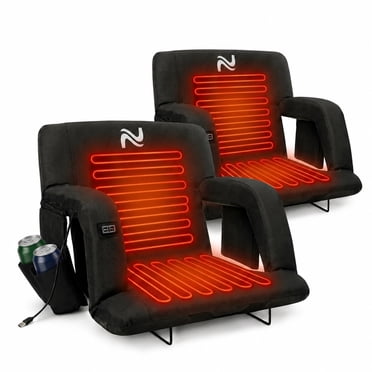 Aboron Oversized Heated Stadium Seat for Bleachers, 25" Wide Portable Backpack Stadium Chair for Adults, Reclining Bleacher Seat for Sports Events 2pk