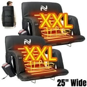 ABORON 2 Pack Dual-Heated Stadium Seats for Bleachers with Back Support Extra Wide 25 Inch, Outdoor Waterproof Stadium Seat Portable Bleacher Chair with 6 Reclining Positions