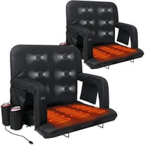 ABORON 2 Pack Heated Massage Stadium Seats with Back Support Wide 21 Inch, 6 Reclining Positions Portable Heated Bleacher Chairs for Sports Events Outdoor, 3 Levels of Heat&Massage