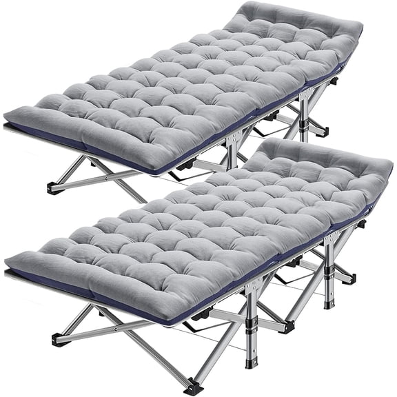 ABORON 2 Packs Folding Camping Cot, Folding Guest Bed for Adults, Portable Heavy Duty Sleeping Cots with 2 Sided Mattress & Carry Bag