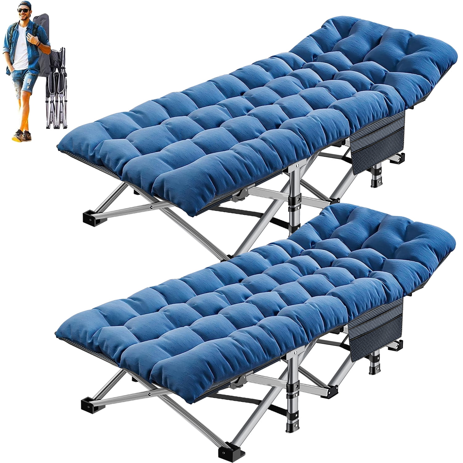 ABORON 2 Packs Folding Camping Cot, Folding Guest Bed for Adults ...