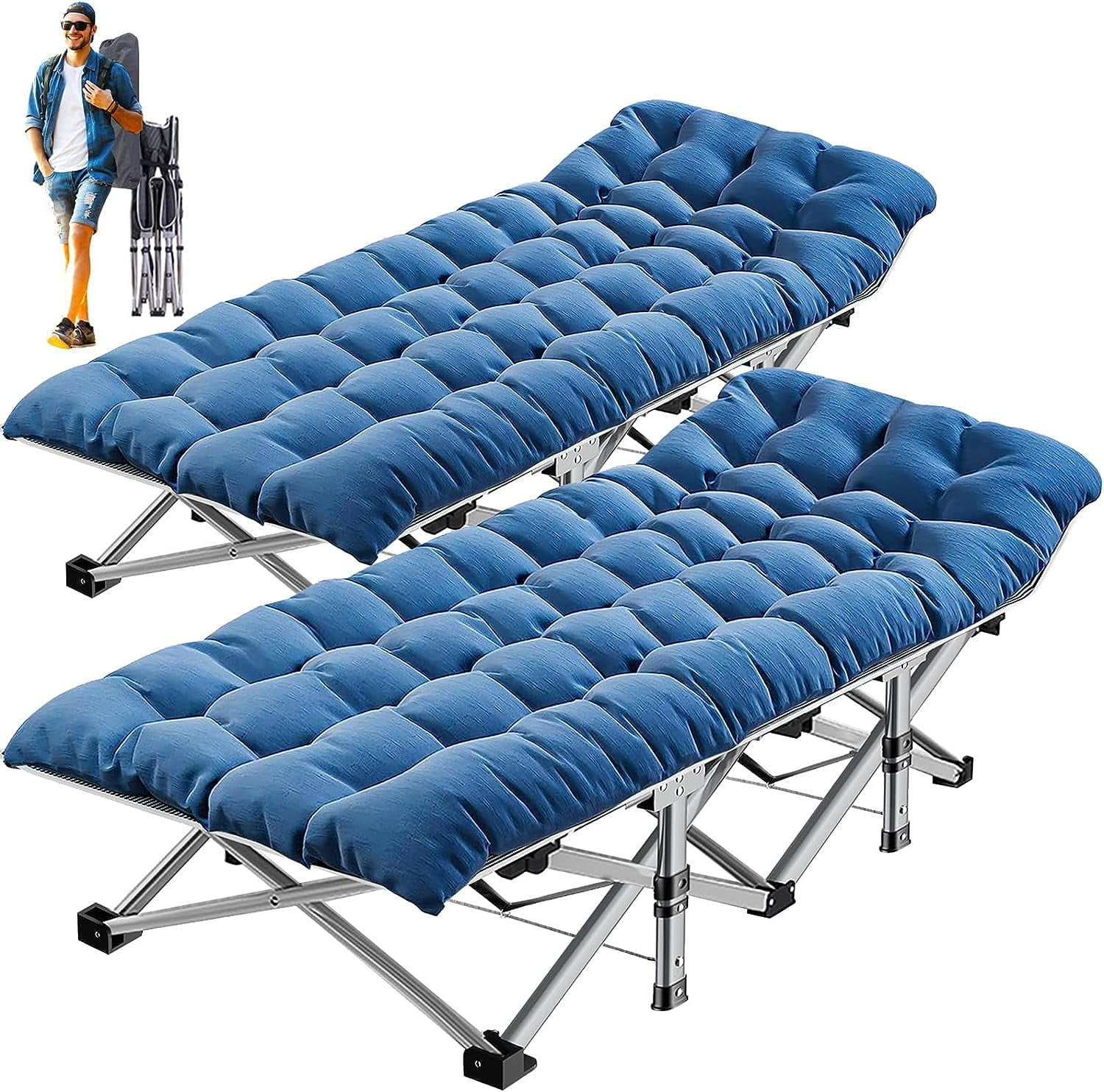 ABORON 2 Packs Folding Camping Cot, Folding Guest Bed for Adults ...