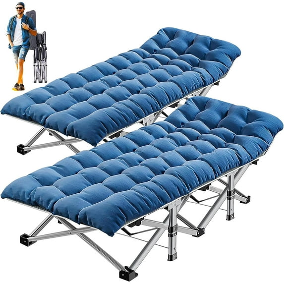 ABORON 2 Packs Folding Camping Cot, Folding Guest Bed for Adults, Portable Heavy Duty Sleeping Cots with 2 Sided Mattress & Carry Bag
