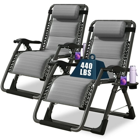 ABORON Ice Silk Zero Gravity Chair Set of 2, Folding Portable Padded Reclining with Headrest, Lounger Chair for Indoor,Outdoor