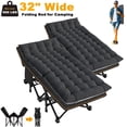 thumbnail image 1 of ABORON 2 Packs Oversized Camping Cot for Adults 32" Wide XXL Folding Twin Cot for Outdoor with 2 Sided Cushion & Carry Bag, Foldable Sleeping Cot Protable Cots Bed, 900LBS(Max Load), 1 of 12