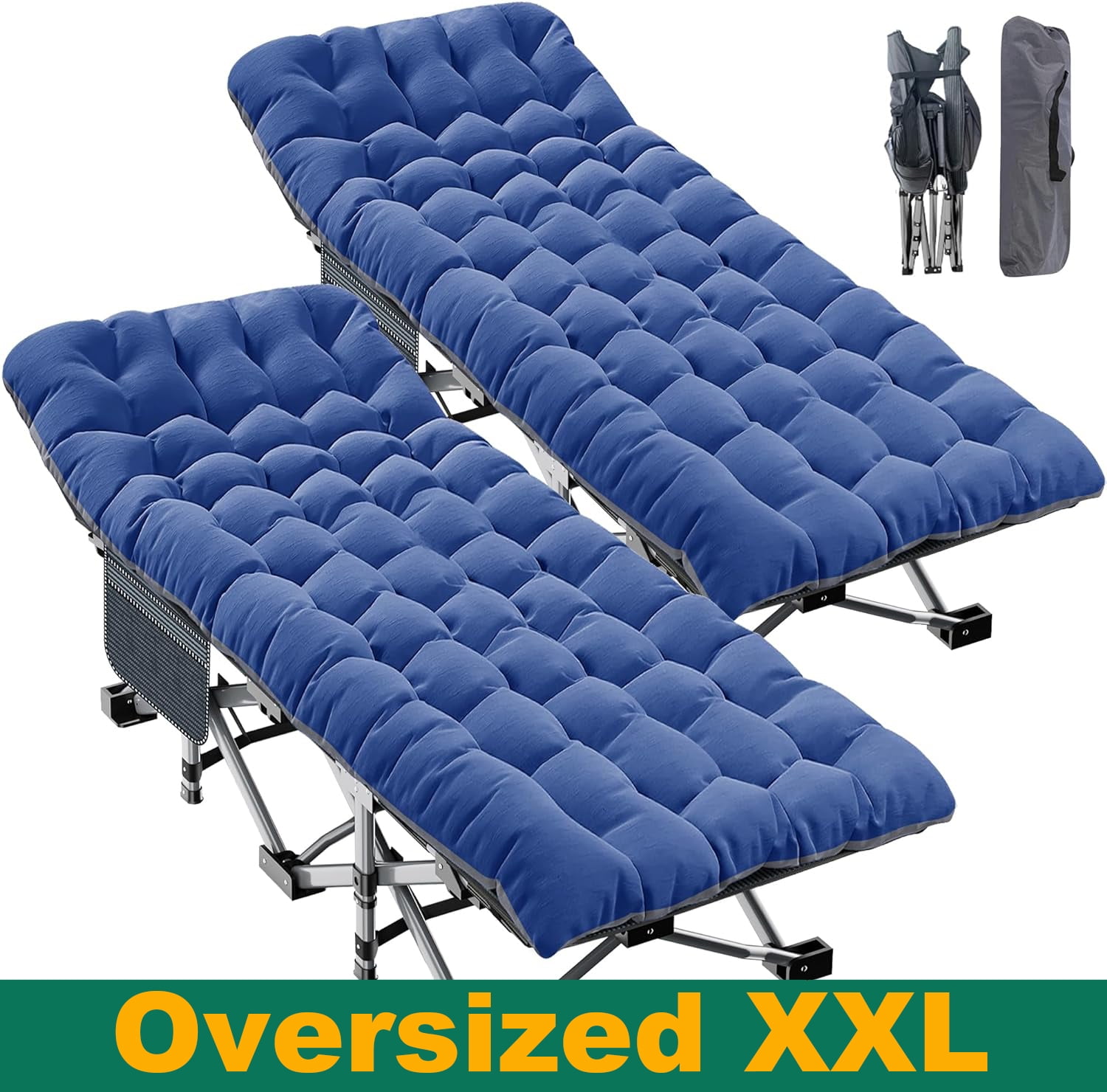 ABORON 2 Packs Oversized XL Folding Sleeping Cots for Adults, 900lb