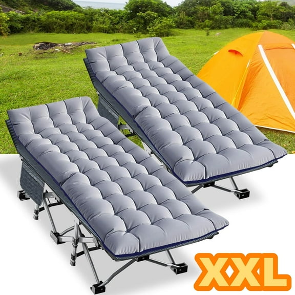 ABORON 2 Packs Oversized XXL Folding Camping Cot for Adults & Kids, 78" L x 32" W x 18" H Large Folding Guest Bed Cots, Sleeping Cot Folding Bed with 2 Sided Mattress & Carry Bag, Up to 900lbs
