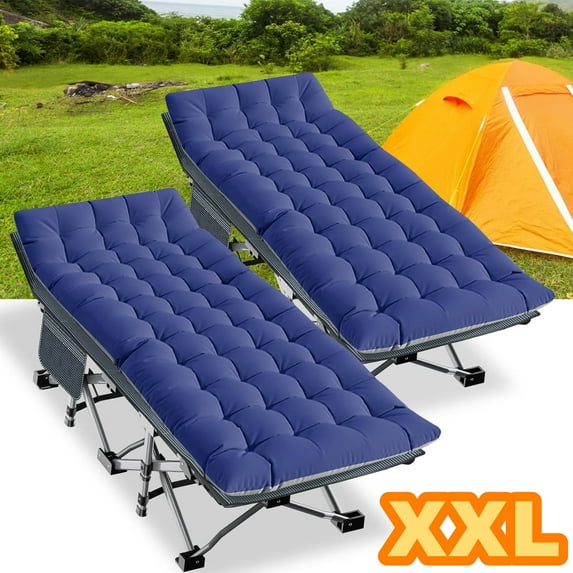 ABORON 2 Packs Oversized XXL Folding Camping Cot for Adults & Kids, 78" L x 32" W x 18" H Large Folding Guest Bed Cots, Sleeping Cot Folding Bed with 2 Sided Mattress & Carry Bag, Up to 900lbs