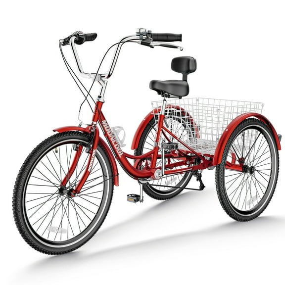 ABORON 20/24/26 inch 7 Speed Adult Tricycles with Big Basket,3-Wheels Cruiser Bike, Adult Trikes For Women ,Men , Seniors