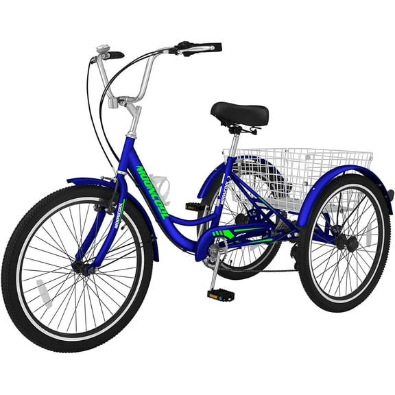 ABORON 20/24/26 inch 7 Speed Adult Tricycles with Big Basket,3-Wheels Cruiser Bike, Adult Trikes For Women ,Men , Seniors