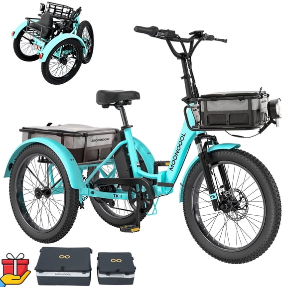 ABORON 20" Fat Tire Electric Trike 750W 48V Motorized Folding Commute E-Bike for Adult, Foldable 3 Wheel Electric Bicycle Trike for Senior Women with Front & Rear Basket
