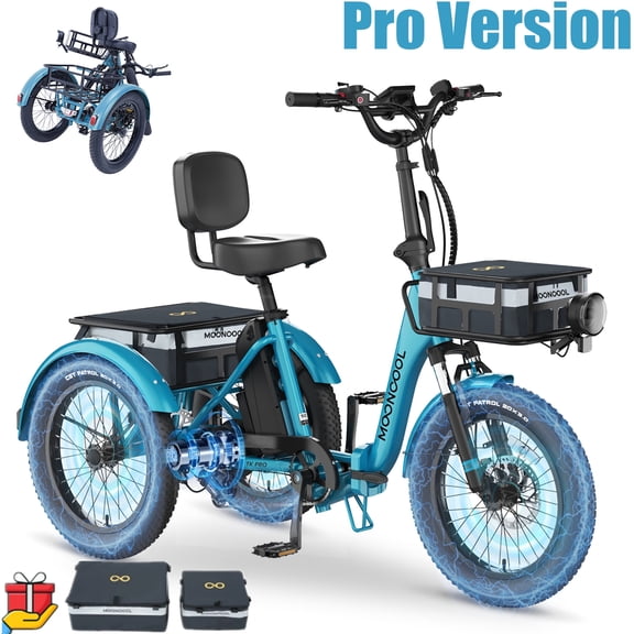 ABORON 20" Fat Tire Electric Trike 750W 48V Motorized Folding Commute E-Bike for Adult, Foldable 3 Wheel Electric Bicycle Trike for Senior Women with Front & Rear Basket