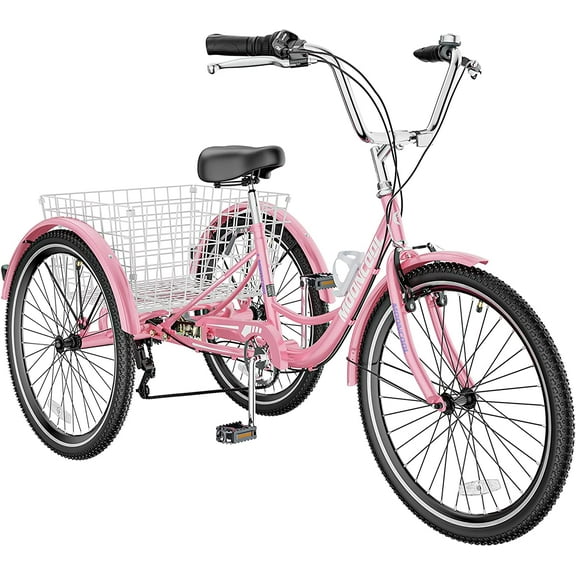 ABORON 20 inch 7 Speed Adult Tricycles , 3-Wheels Cruiser Bike with Basket, Trikes for Women, Men, Seniors,Adult