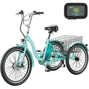 ABORON 24 26 Electric Tricycles, 36V 10Ah 350W Lithium Battery, 7 Speed E-Trike for Adults with Large Capacity Rear Basket & Adjustable Seat