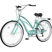 ABORON 24 Beach Cruiser Bike Women, Lightweight Adult Cruiser Bike with Rack, 7-Speed Cruiser Bicycle for Commuting, Carbon Steel Frame Commuter Bicycle