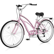 ABORON 24" Beach Cruiser Bike Women, Lightweight Adult Urban Cruiser Bike with Rack, 7-Speed Cruiser Bicycle for Commuting, Carbon Steel Frame Commuter Bicycle