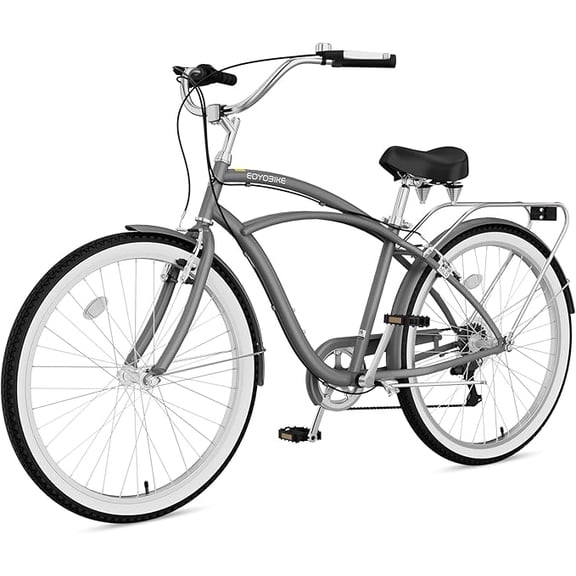 ABORON 24" Beach Cruiser Bike Women Men, Lightweight Adult Cruiser Bike with Rack, 7-Speed Cruiser Bicycle for Commuting, Carbon Steel Frame Commuter Bicycle