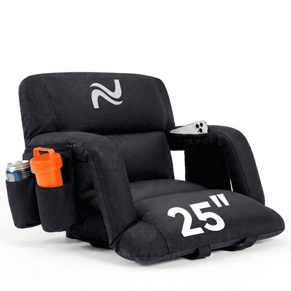 ABORON 25" Stadium Seat for Bleachers, Oversized Reclining Stadium Seats with Padded Cushion and Cans Holder for Outdoor Sports and Events
