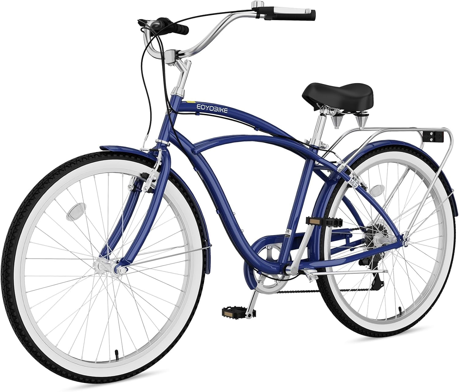 ABORON 26" Beach Cruiser Bike Women Men, Lightweight Adult Cruiser Bike with Rack, 7-Speed Cruiser Bicycle for Commuting, Carbon Steel Frame Commuter Bicycle