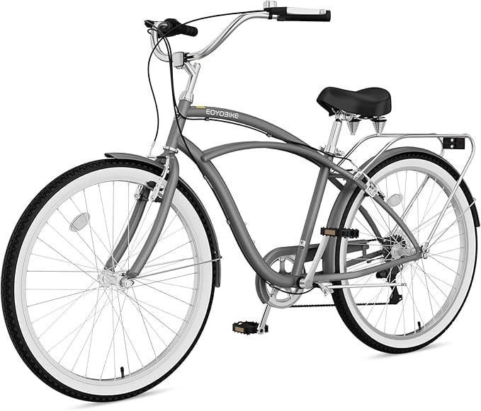 ABORON 26" Beach Cruiser Bike Women Men, Lightweight Adult Cruiser Bike with Rack, 7-Speed Cruiser Bicycle for Commuting, Carbon Steel Frame Commuter Bicycle