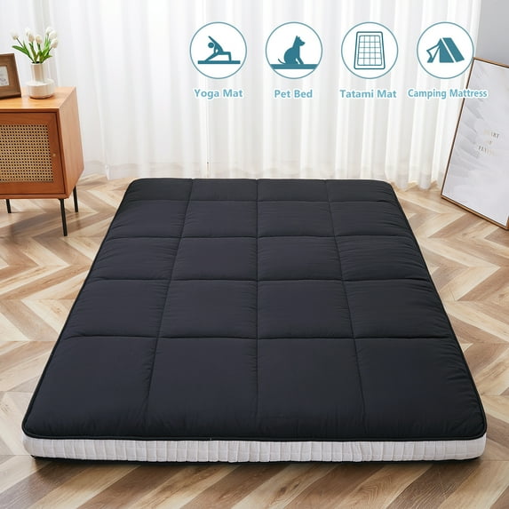 ABORON 4" Thick Floor Mattress Futon Mattress Full Size Japanese Roll-up Sleeping Mattress Folding Sleeping Pad Breathable Floor Lounger Guest Bed for Camping Couch