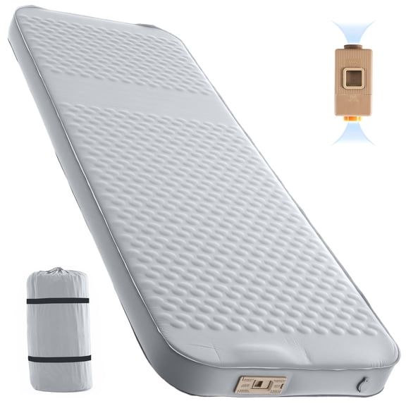 ABORON 4" Thick Self-Inflating Sleeping Pad, Foam & Air Camping Mattress, 9.5 R-Value Insulated Sleeping Mat with Built-In Pump, Portable All Season Camping Pad for Tent, Car, Cot, Truck Silver Gray