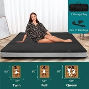 ABORON 5 Inch Thicker Futon Mattress , Padded Japanese Floor Mattress for Adults , Extra Thick Folding Sleeping Pad with Bandage and Storage Bag  Twin , Gray