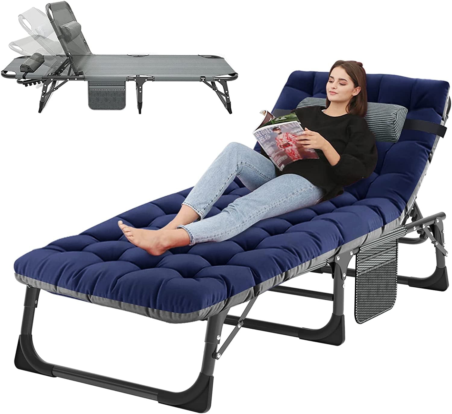 ABORON Adjustable Outdoor Camping Cot, 5-Position Foldable Lounger ...